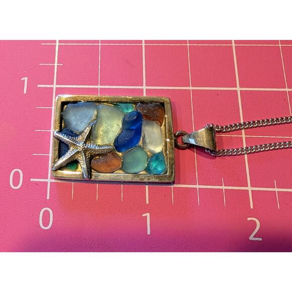 Lita Sea Glass Jewelry 925 Sterling Silver Mosaic Starfish Pendant 20" Necklace - Picture 6 of 8